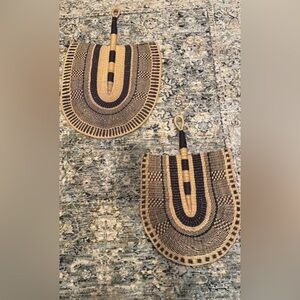2 Wall Decor Handwoven African Fans